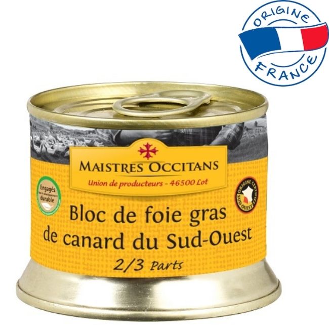 MAISTRES OCCITANS Bloc de foie-gras de rata 140 g,  IGP Sud-Vestul Frantei 