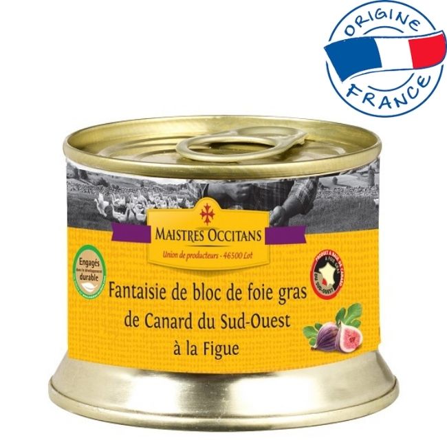 MAISTRES OCCITANS Duet Bloc de foie-gras de rata cu smochine 140 g,  IGP Sud-Ves