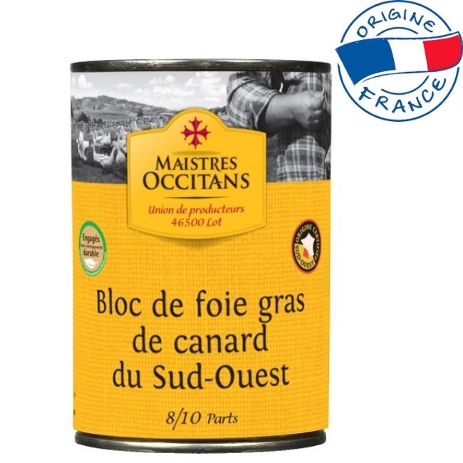 MAISTRES OCCITANS Bloc de foie-gras de rata 400 g,  IGP Sud-Vestul Frantei 