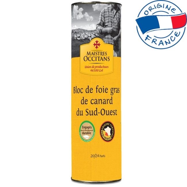 MAISTRES OCCITANS Bloc de foie-gras de rata 1000 g,  IGP Sud-Vestul Frantei 