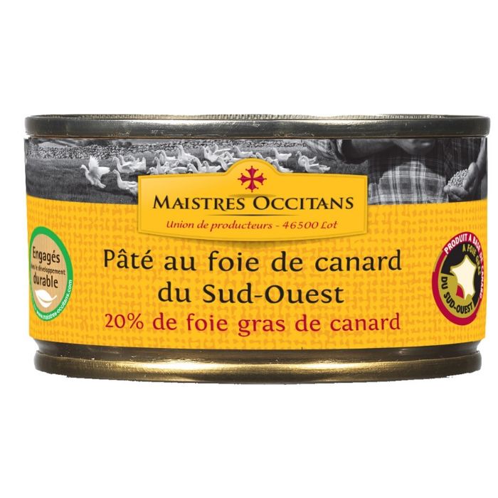 MAISTRES OCCITANS  Pate cu 20% foie gras de rata 130 g, IGP Sud-Vestul Frantei 