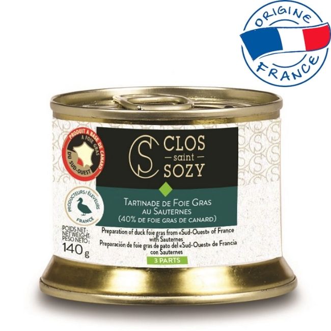 Clos Saint Sozy  Crema cu 40% foie gras de rata si vin Sauternes 140 g, IGP Sud-