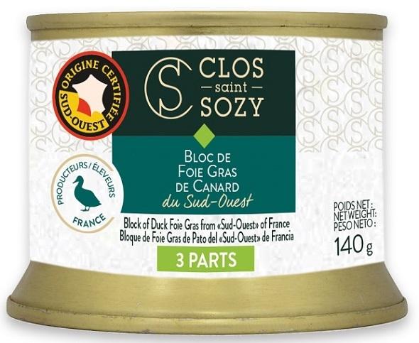 Clos Saint Sozy Bloc de foie-gras de rata 140 g, IGP Sud-Vestul Frantei 
