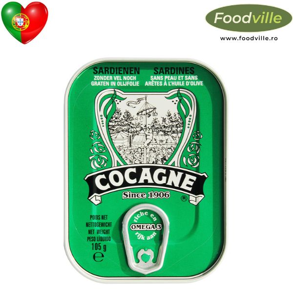 COCAGNE Conserva sardine portugheze fara oase si fara piele in ulei masline 105 gr