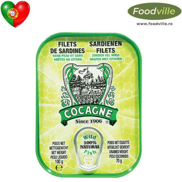 COCAGNE Conserva file sardine portugheze in ulei de masline cu lamaie  100 gr 