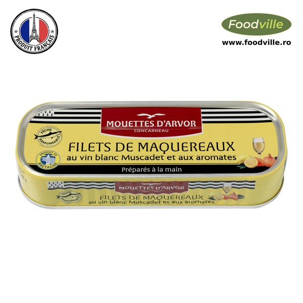 Mouttes d'Arvor Conserva file macrou franțuzesc marinat in vin alb cu ierburi aromatice 176 gr