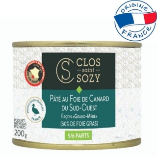 Clos Saint Sozy Pate cu 50% foie gras de rata "Reteta Bunicii " 200 g,  IGP Sud-